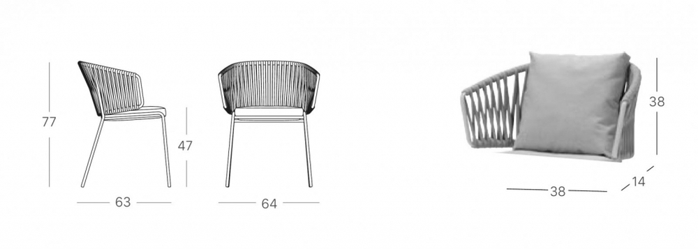 Кресло плетеное с подушкой Scab Design Lisa Filo Nest, мокко, глиняный, кремовый