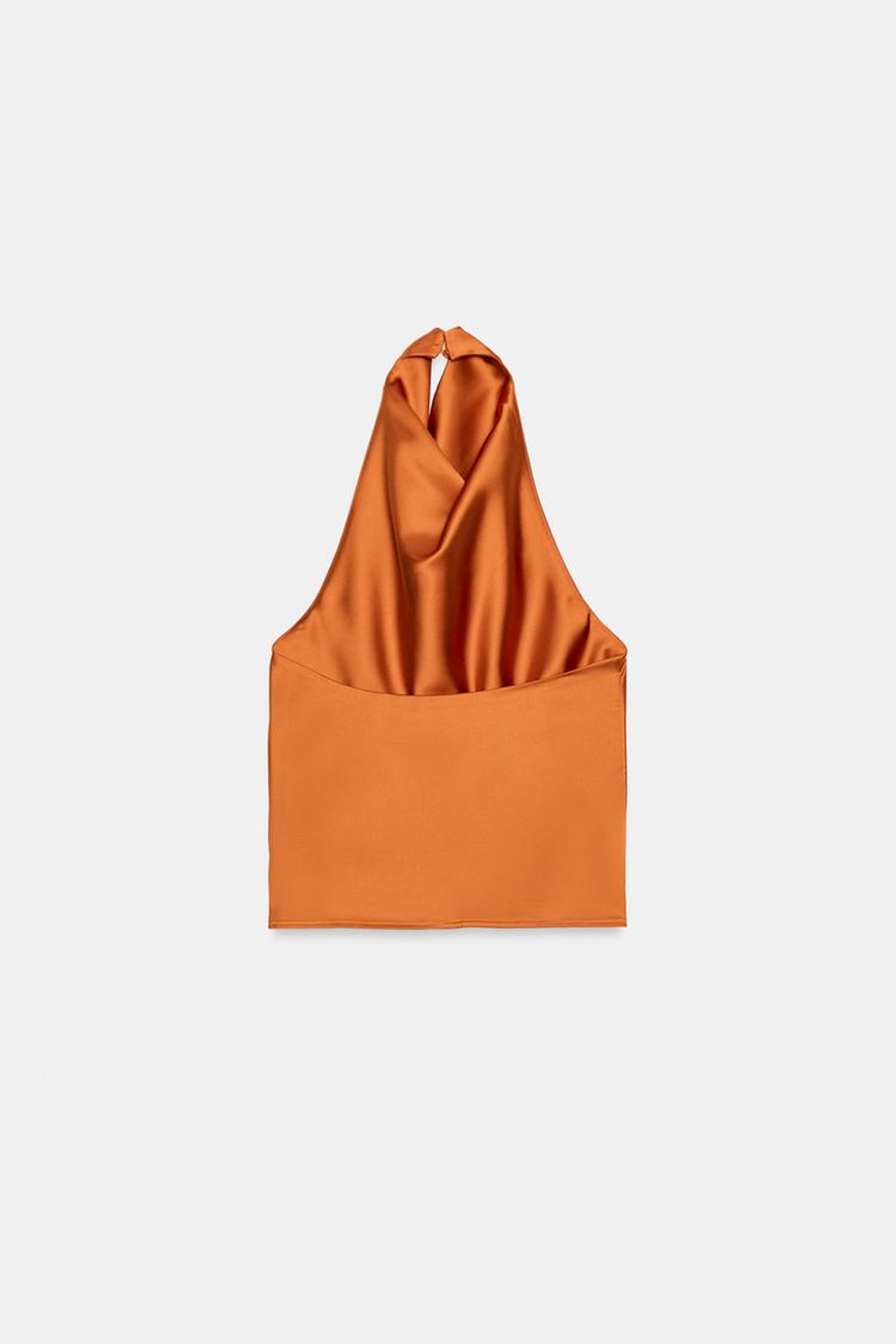 ZARA АТЛАСНЫЙ ТОП С ГОРЛОВИНОЙ ХАЛТЕР, ОРАНЖЕВЫЙ
