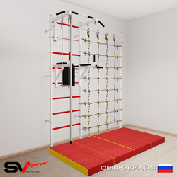 Шведская стенка Sv Sport усиленная 67640 (Турник стандарт/Брусья/Канат/Трапеция/Мат 2м/Канатный лаз)