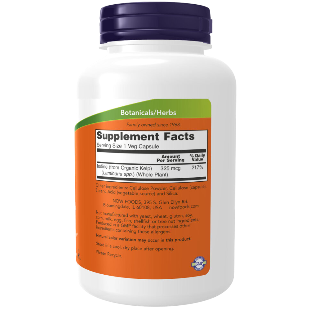 Now Foods Kelp 325 mcg 250 veg capsules, Келп , Йод