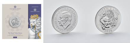 Великобритания 5 фунтов 2026 Королевские звери Тюдоров - Лев Королевы