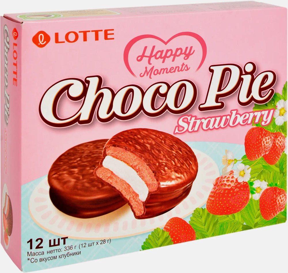 Печенье Choco Pie Strawberry Lotte 12шт*28г