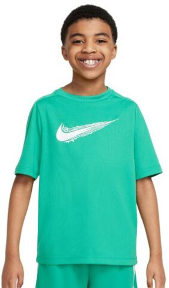 Футболка для мальчика теннисная Nike Boys Multi Dri-FIT Short-Sleeve Top - stadium green/white