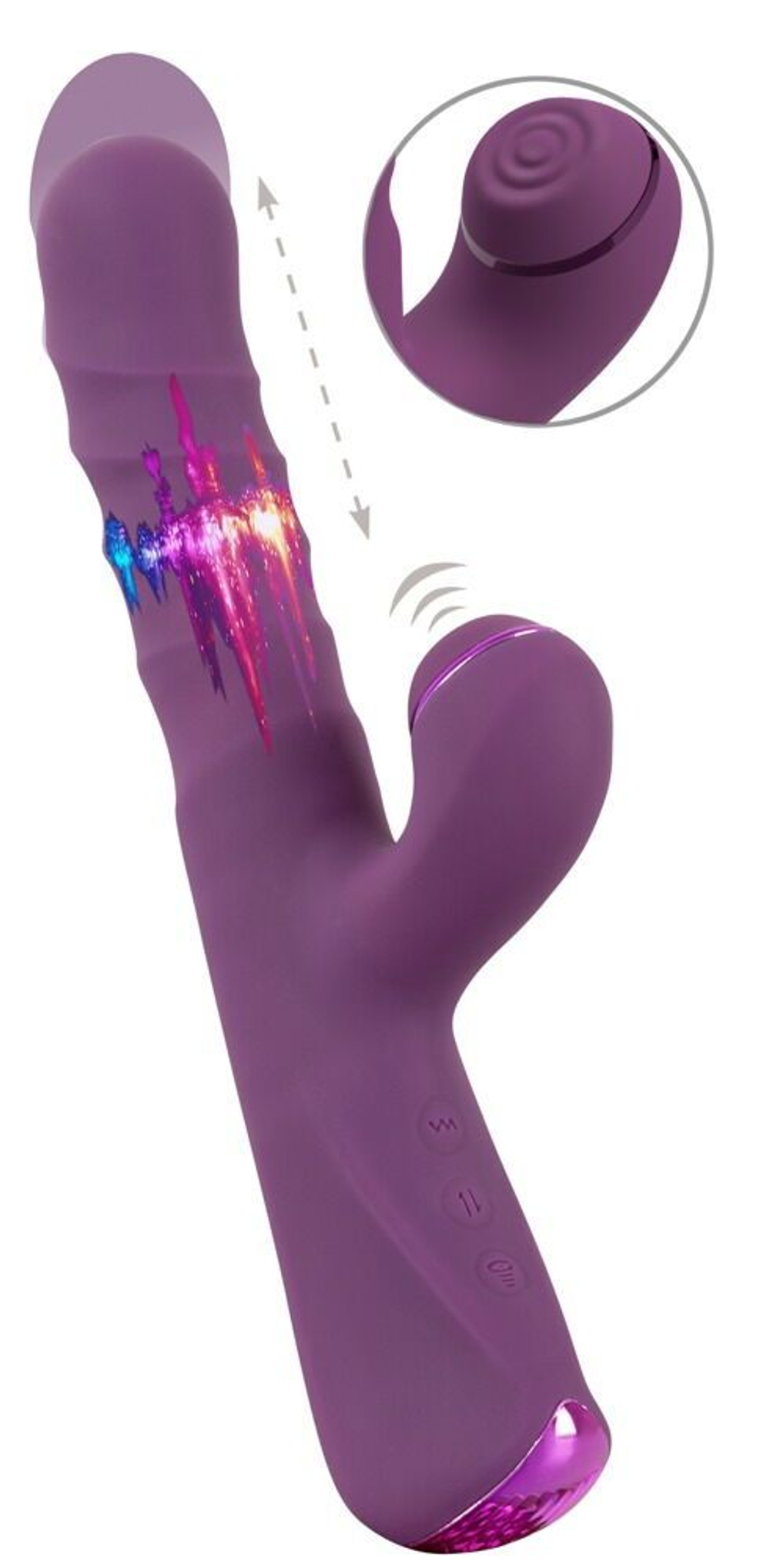 Фиолетовый вибратор-кролик с функцией постукивания и фрикциями 3 Function Rabbit Vibrator - 23,7 см. (Цвет: фиолетовый)