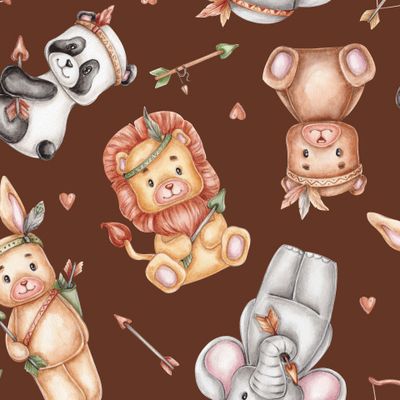 Зверушки со стрелами (на коричневом фоне)