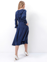 Платье 0155 миди темно-синий атлас