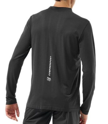 Мужская теннисная футболка с длинным рукавом Compressport Performance Long Sleeve - black
