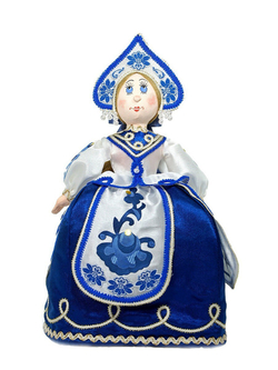 Кукла Потешного промысла мягконабивная Баба на чайник в стиле Гжель