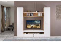 Полка Альба дуб золотой craft / белый премиум