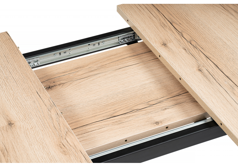 Стол деревянный Woodville раскладной Колон Лофт 120 25 мм дуб делано светлый, черный матовый