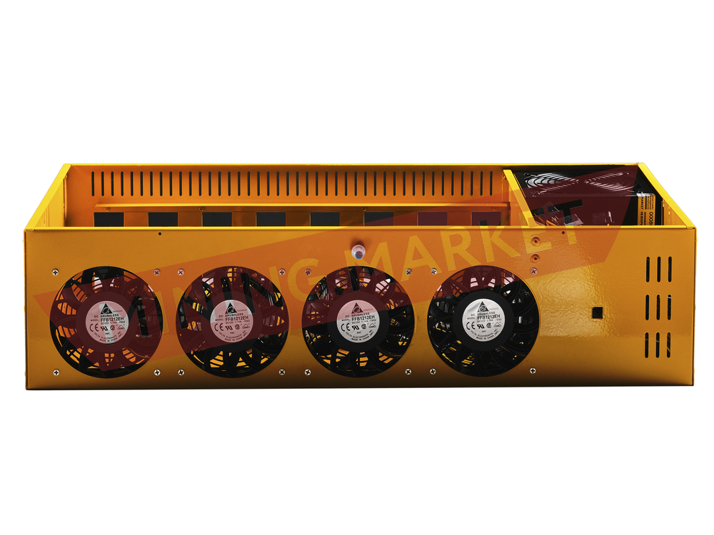 Тушка для майнинга на 8 видеокарт  "S-PLUS" GOLD, супер-тихая  (любые на выбор кулера)