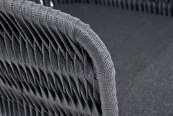 "Бордо" стул барный плетеный из роупа (колос), каркас из стали серый (RAL7022) муар, роуп серый 15мм, ткань темно-серая 027