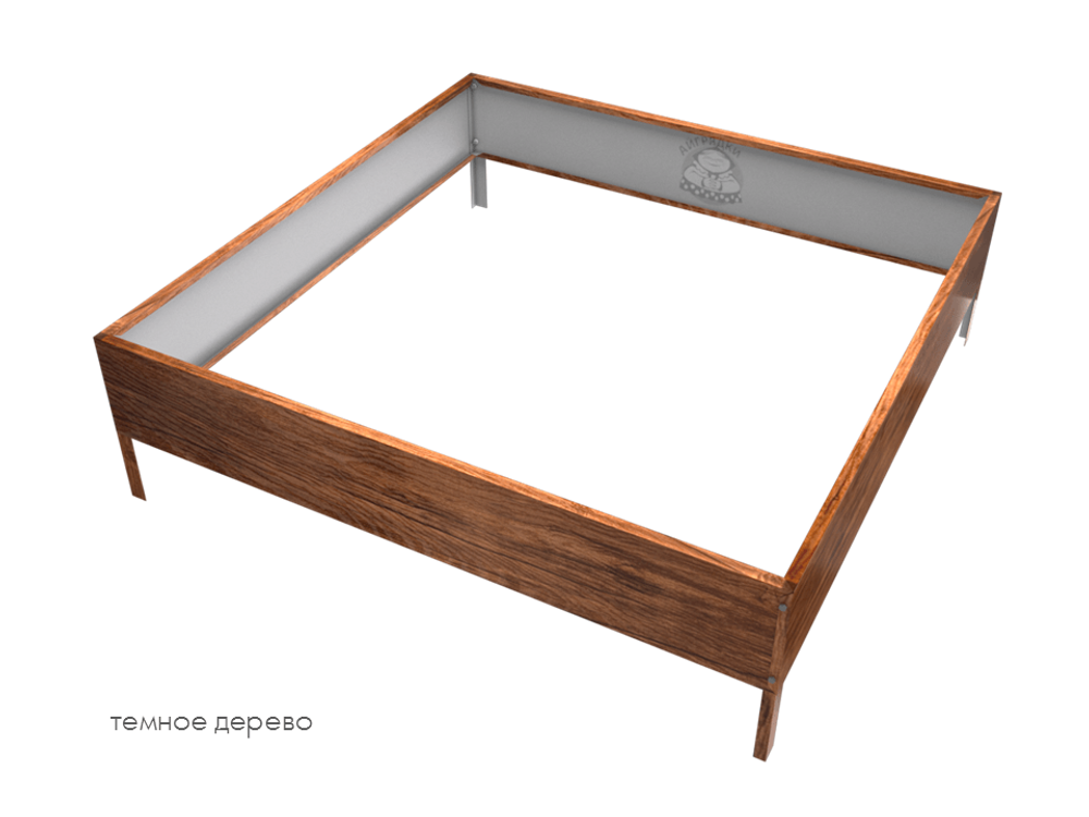 Клумба квадратная оцинкованная 1 ярус Темное дерево