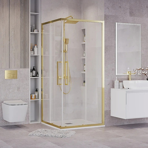 Душевой уголок Grossman Cosmo 100х100 300.K33.02.1010.32.00 стекло прозрачное/профиль золото брашированное