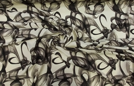 Штапель Дым на бежевом/вискоза