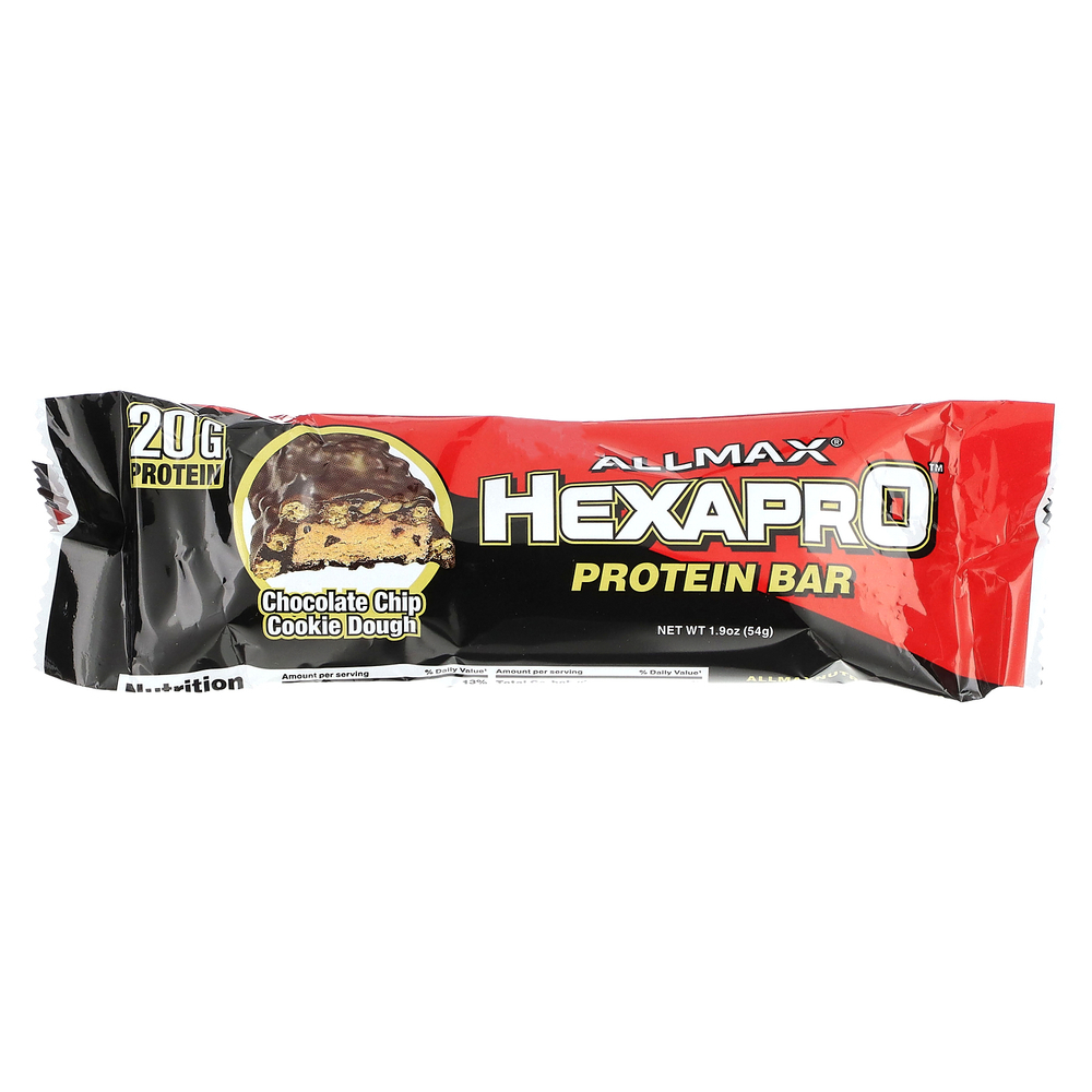 ALLMAX, Hexapro Protein Bar, протеиновый батончик, печенье с шоколадной крошкой, 12 батончиков по 54 г (1,9 унции)