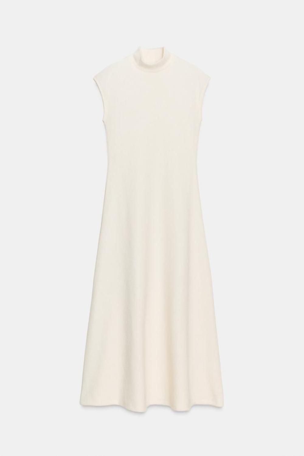 ZARA ДЛИННОЕ МЯГКОЕ ПЛАТЬЕ, ЭКРЮ