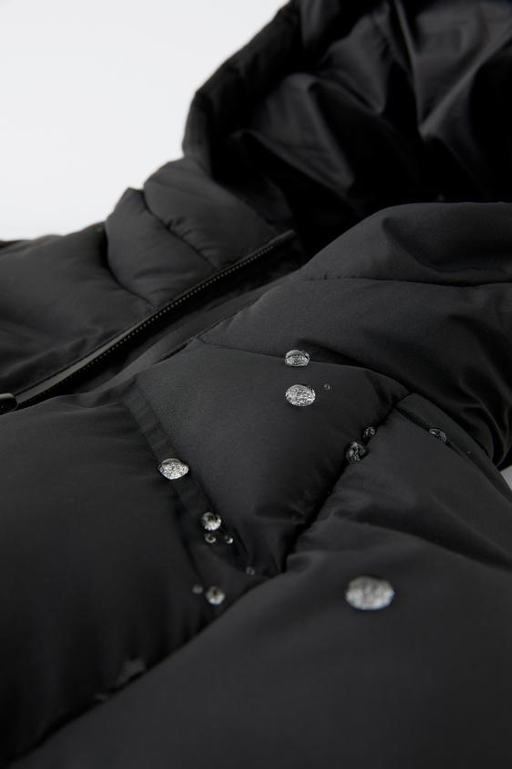 ZARA СТЕГАНАЯ КУРТКА WATER-REPELLENT, ЧЕРНЫЙ