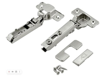 Петля накладная AQ V.2 Clip со шнековой регулировкой с доводчиком (с заглушками и саморезами)