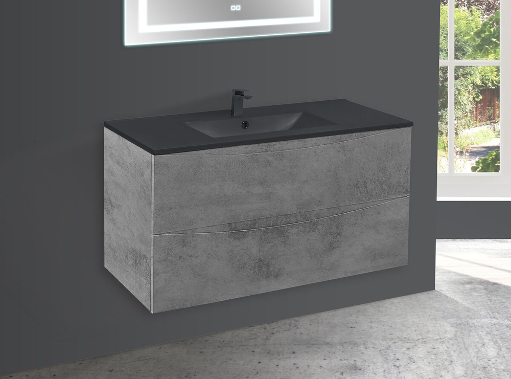 Тумба под раковину Vincea Mia 1000 подвесная, 2 выкатных ящика soft close, Beton