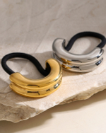 Резинка для волос металлическое полукольцо «DOUBLE HAIR CUFF», золото/серебро