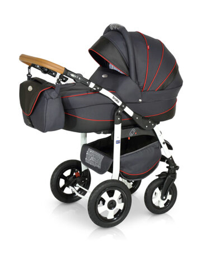 Детская коляска Verdi Broko 3 в 1 (Черный/красный)