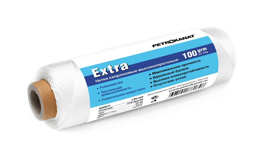 Нитки капроновые Extra, 100 гр.,  187tex*6 (1,80 мм.), белые