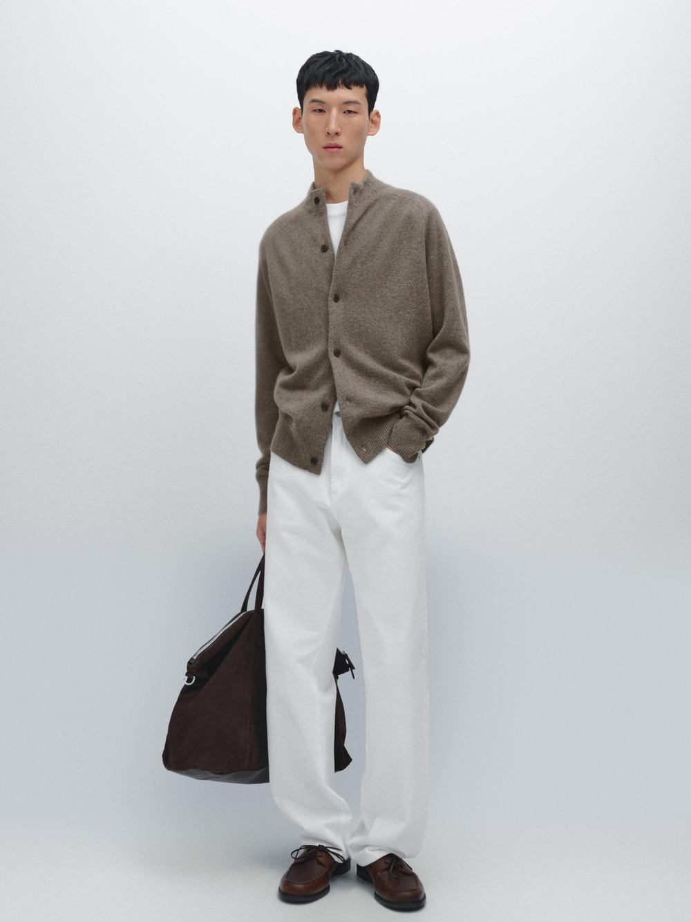 Massimo Dutti Кашемировый вязаный кардиган на пуговицах, зеленый