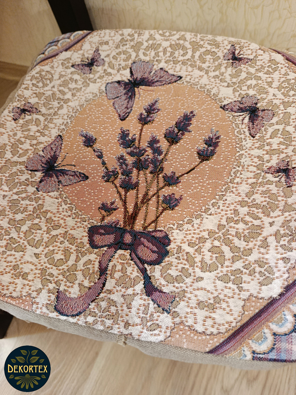 Набор чехлов на табурет из гобелена Лаванда и кружево (33х33 см) - 4шт