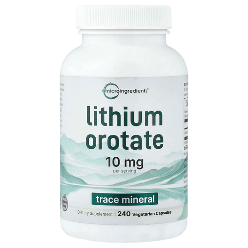 Micro Ingredients, оротат лития, 240 вегетарианских капсул (5 мг в 1 капсуле)