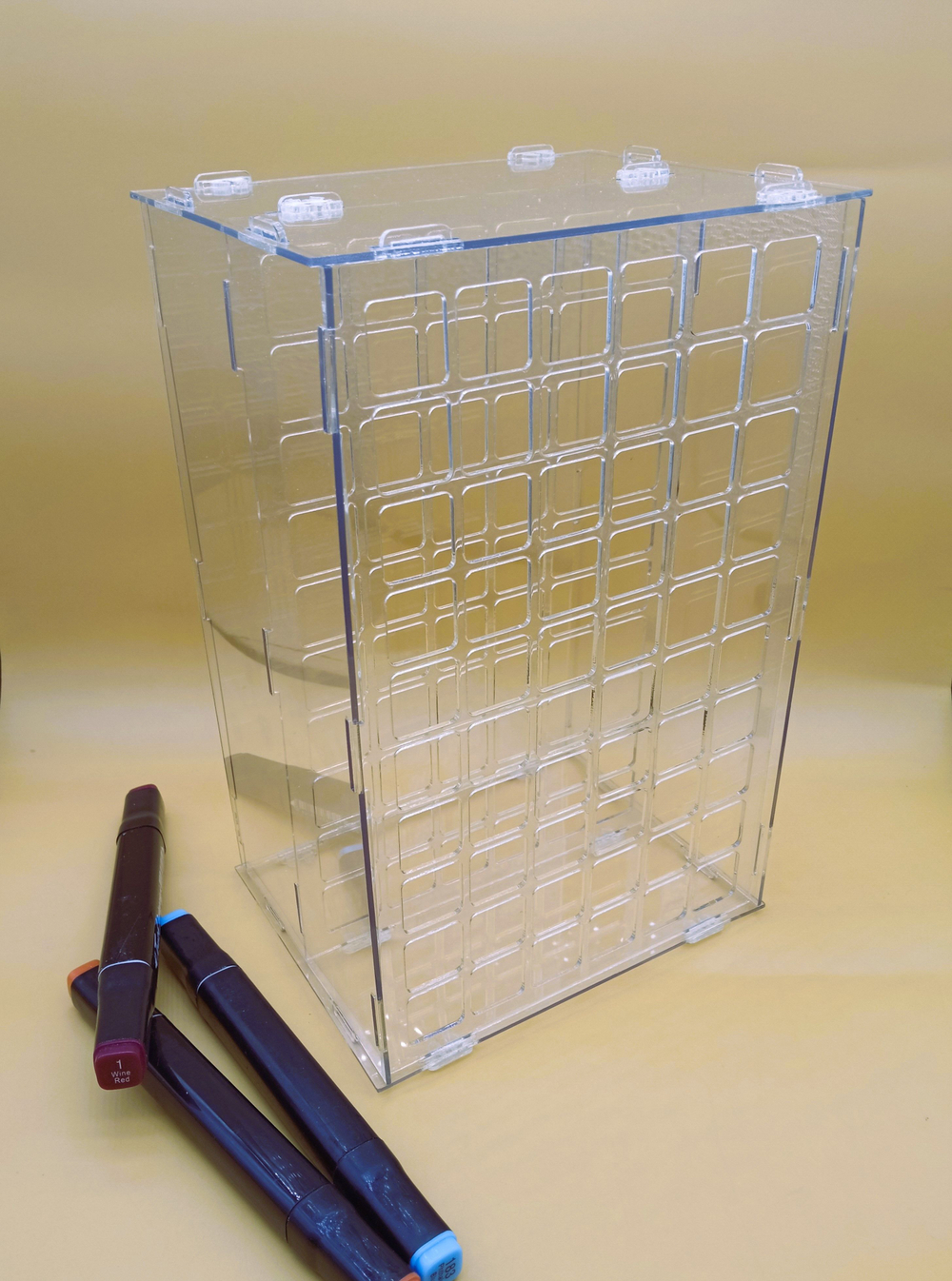 Подставка - органайзер для маркеров для скетчинга и рисования / Лаборатория Радуги, для 48 маркеров, прозрачный, из акрила