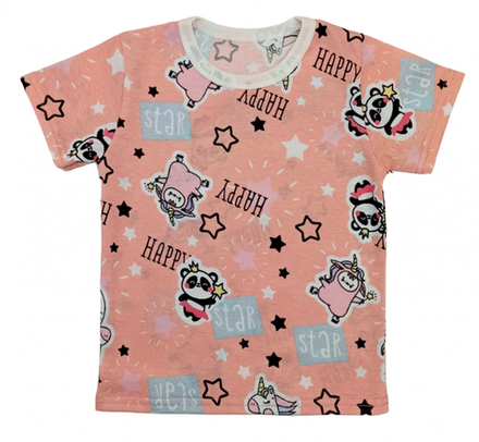 Футболка для девочки 411/147 панда-единорог, розовая