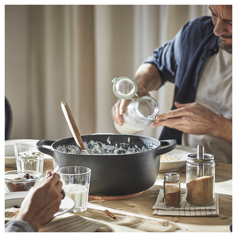 Кастрюля с крышкой IKEA VARDAGEN (ВАРДАГЕН), Эмалированный чугун, Черный, 5 л