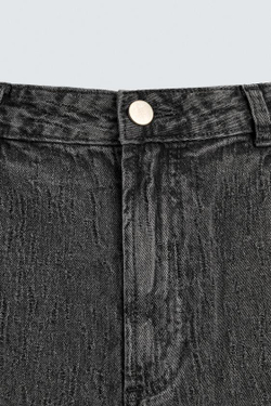 ZARA БРЮКИ STRAIGHT FIT ЖАККАРД, ТЕМНО-СЕРЫЙ