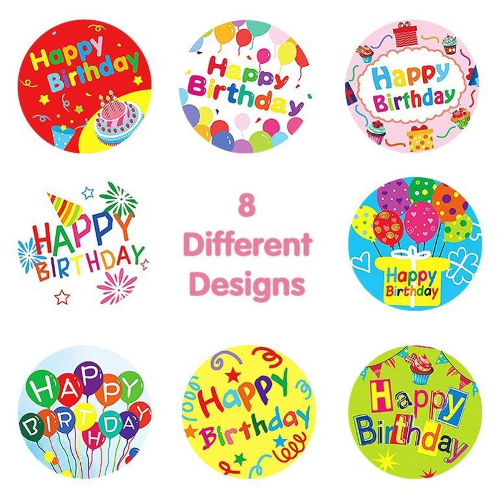 Стикер «Happy Birthday», круглый