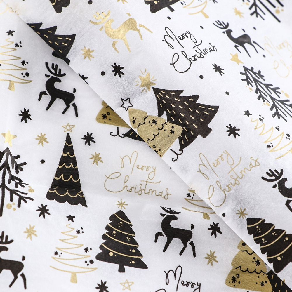 Бумага упаковочная тишью "Оленята", 50 х 65 см, 1 лист