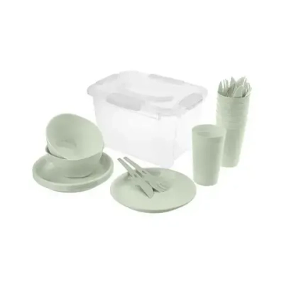 КОМПЛЕКТ (НАБОР) ДЛЯ ПИКНИКА OPTIMUM, 27 ПРЕДМЕТОВ НА 6 ПЕРСОН (Зеленый (комплект 8 шт)