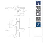 Смеситель для ванны TZAR 340501SNM чёрный