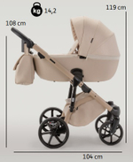 Детская универсальная коляска Adamex NOLA Natura SKY-1 (2в1) - Голубая ткань, голубая экокожи