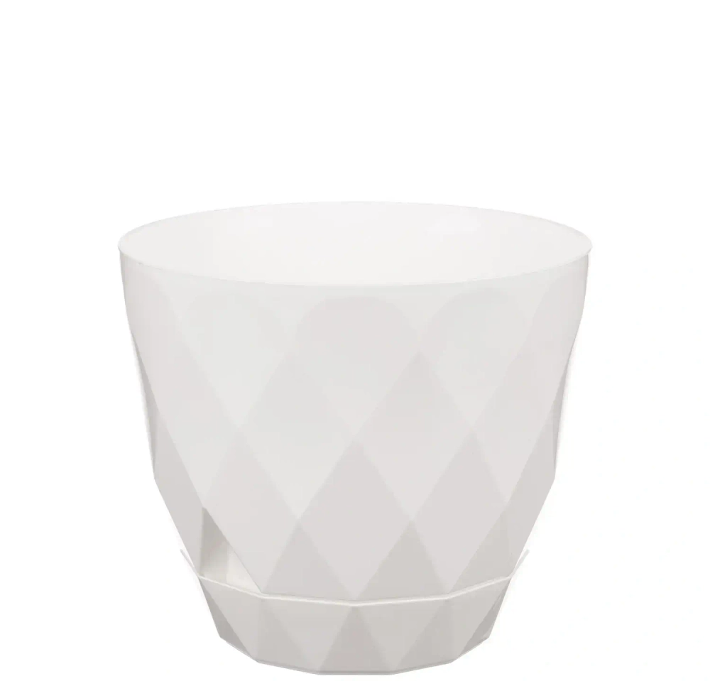 Горшок для цветов пластиковый 1,3л d-14,5см «Laurel» с поддоном белый