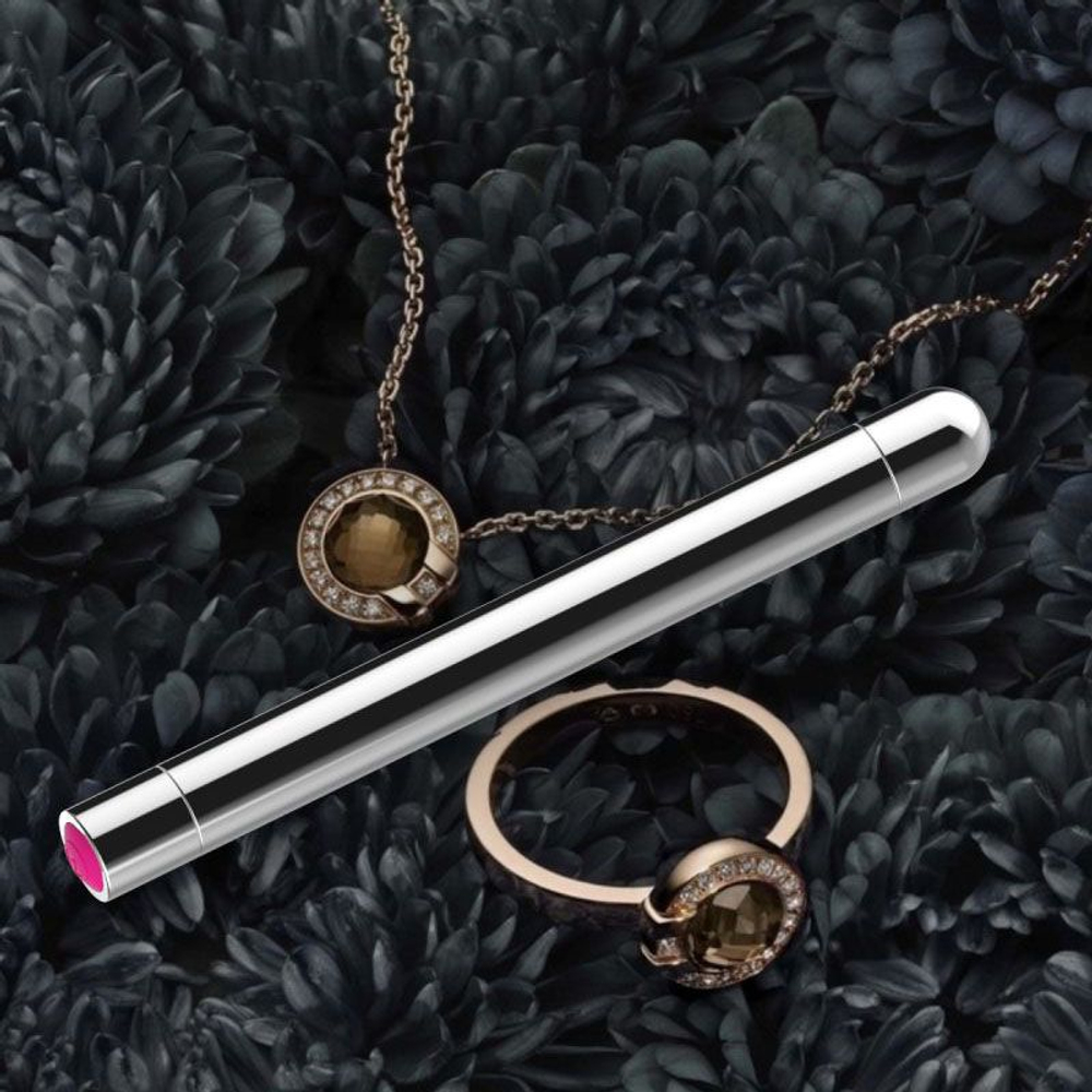 Металлический вибратор CiCi с силиконовой насадкой - 16,5 см. (Цвет: розовый)