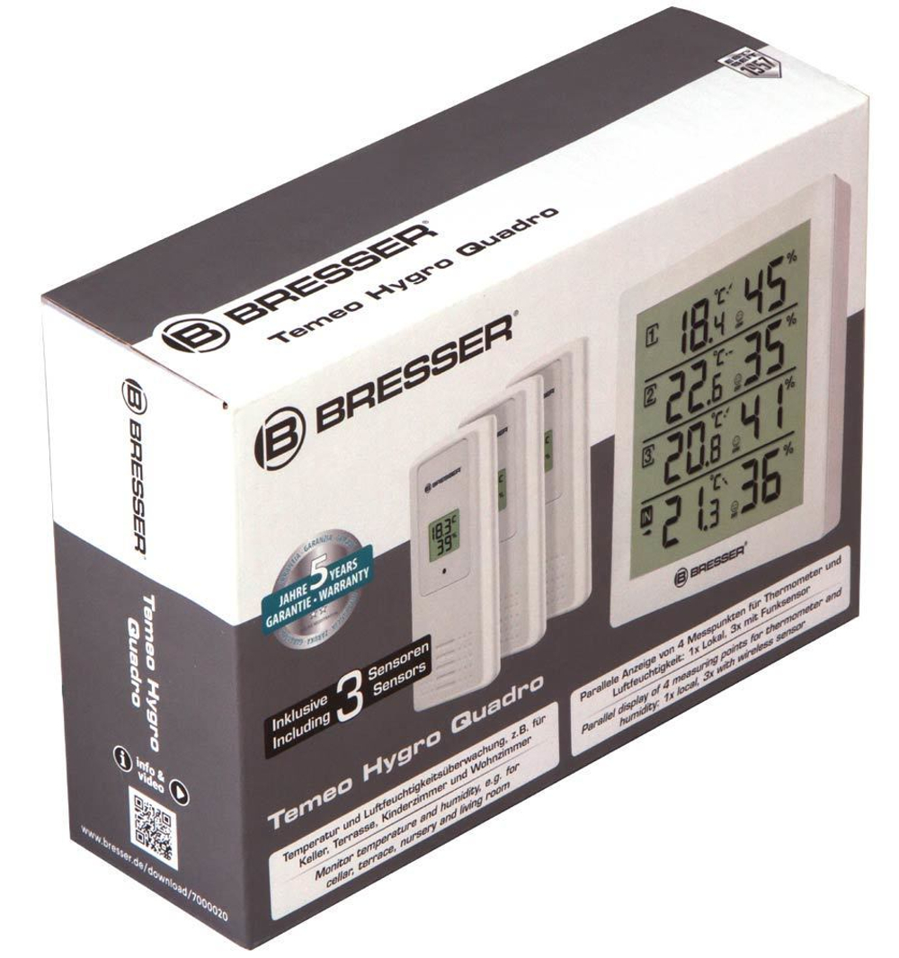 Термогигрометр Bresser Temeo Hygro Quadro, белая