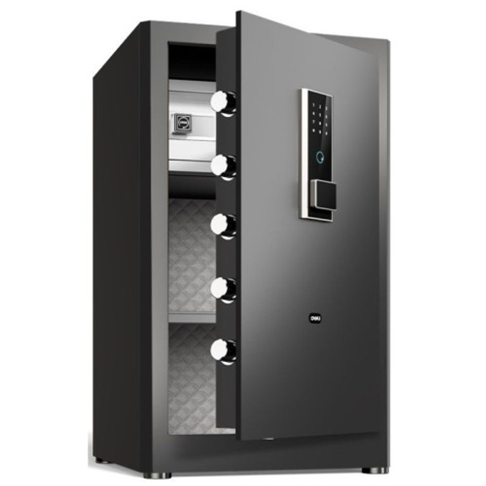 Сейф DELI "ET597" биометрический + электронный замок+ключ, 480х420х800 мм, 38,4 кг, черный