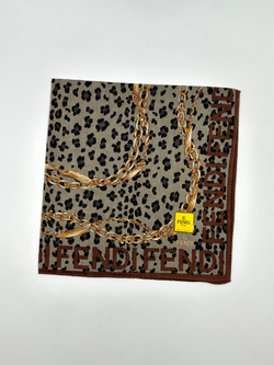 Платок коричневый с леопардовым узором Fendi