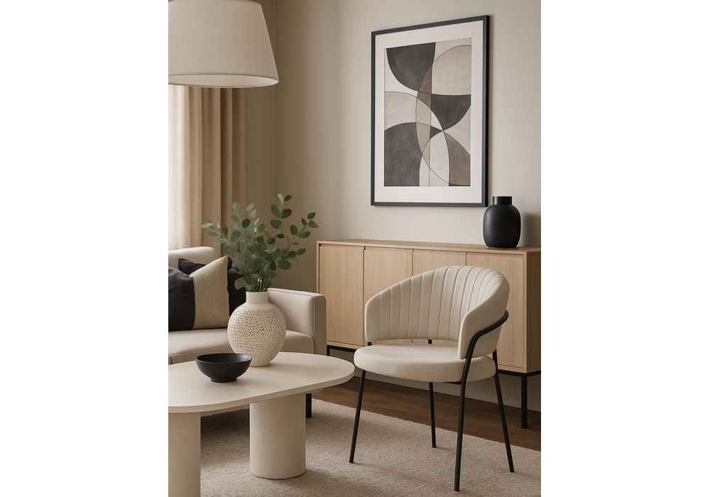 Стул на металлокаркасе Woodville Лео белый Brendy Milk 02, черный, ножки черные