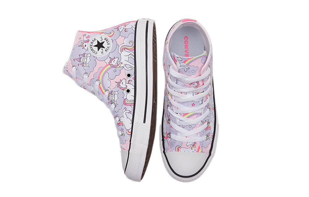 Kid Converse Chuck Taylor All Star Anti-skid Wear High Help Kids Canvas Shoes Powder White