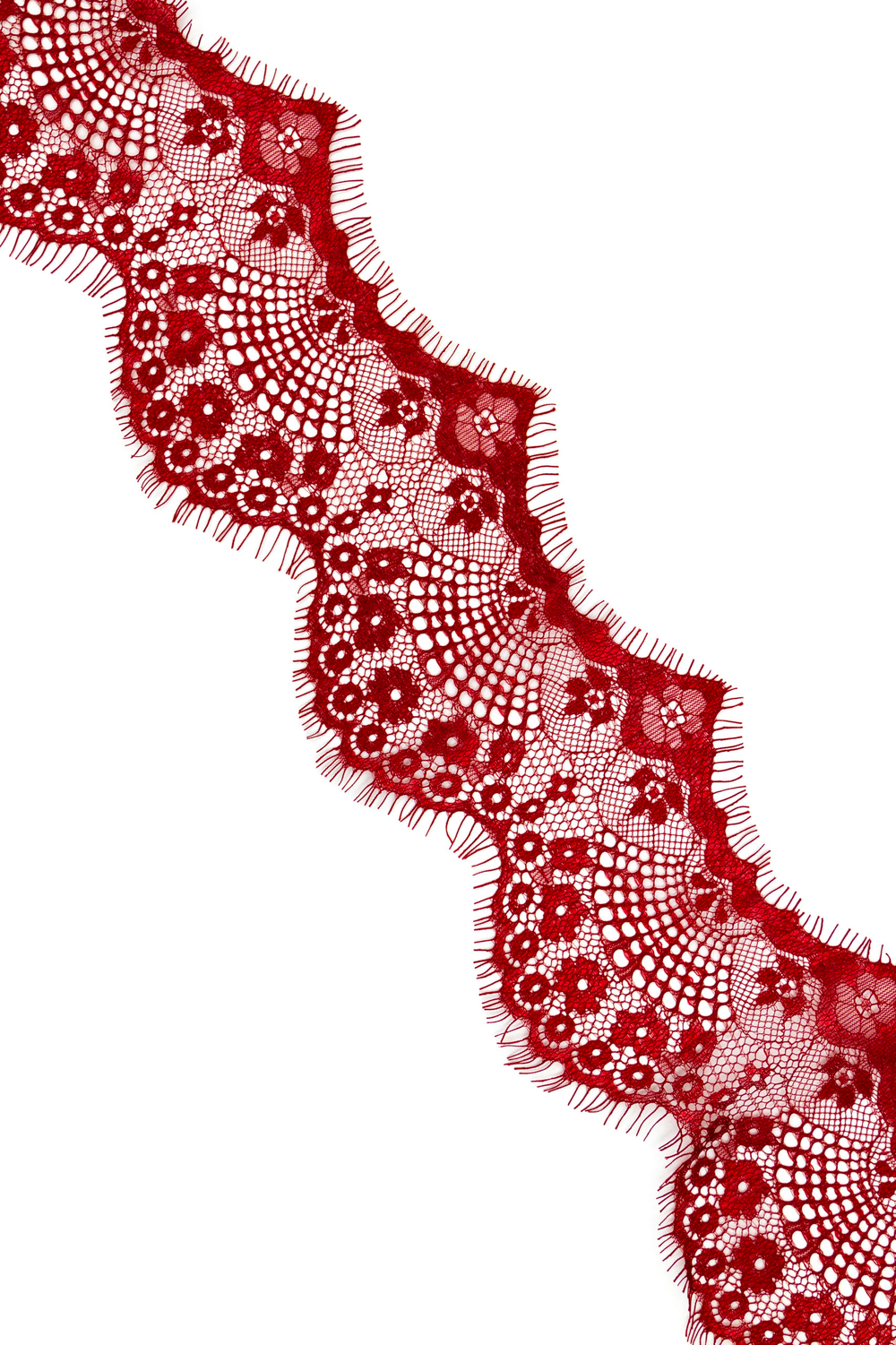 Узкое кружево шантильи красное неэластичное 11 см