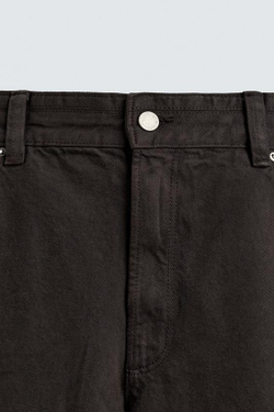 ZARA БРЮКИ BALLOON FIT С ДЕКОРАТИВНЫМИ ШВАМИ, КОРИЧНЕВЫЙ