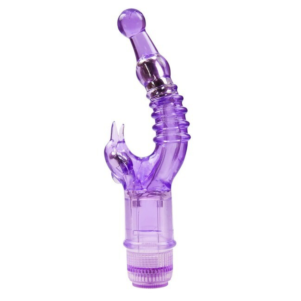 Рельефный G-стимулятор с многоскоростной вибрацией Crystal Naughty Dolphin (Цвет: фиолетовый)