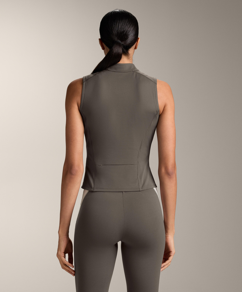 Oysho Футболка на молнии без рукавов, угольный